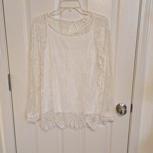 White Lace Top with adjustable strap camisole underneath